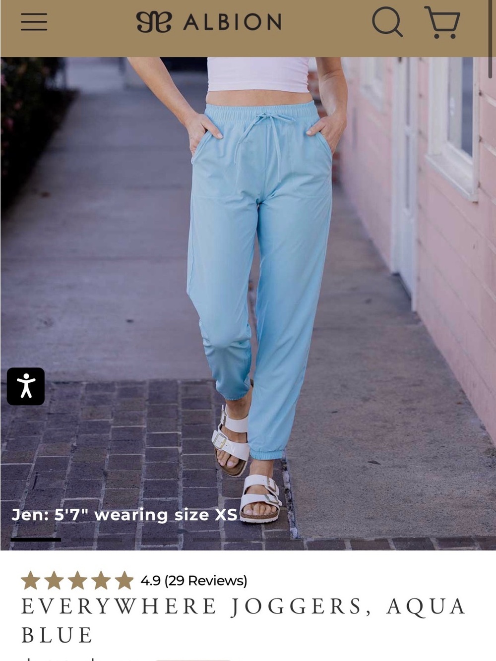 Albion Fit EVERYWHERE JOGGERS, AQUA BLUE – SMALL Petite